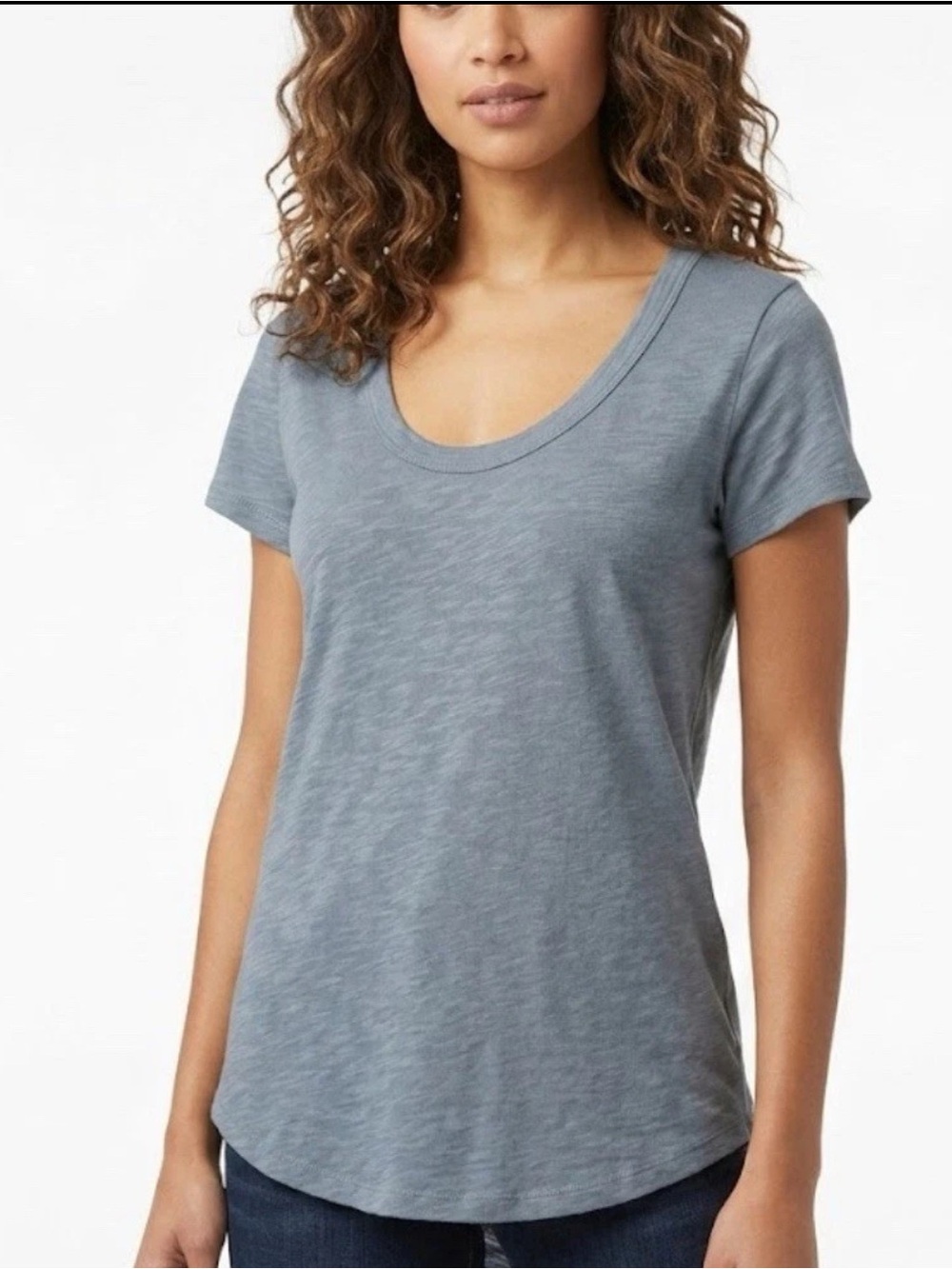 NWT rag & bone Women's Short Sleeve U-neck Tee Dusty Blue Pima Cotton M